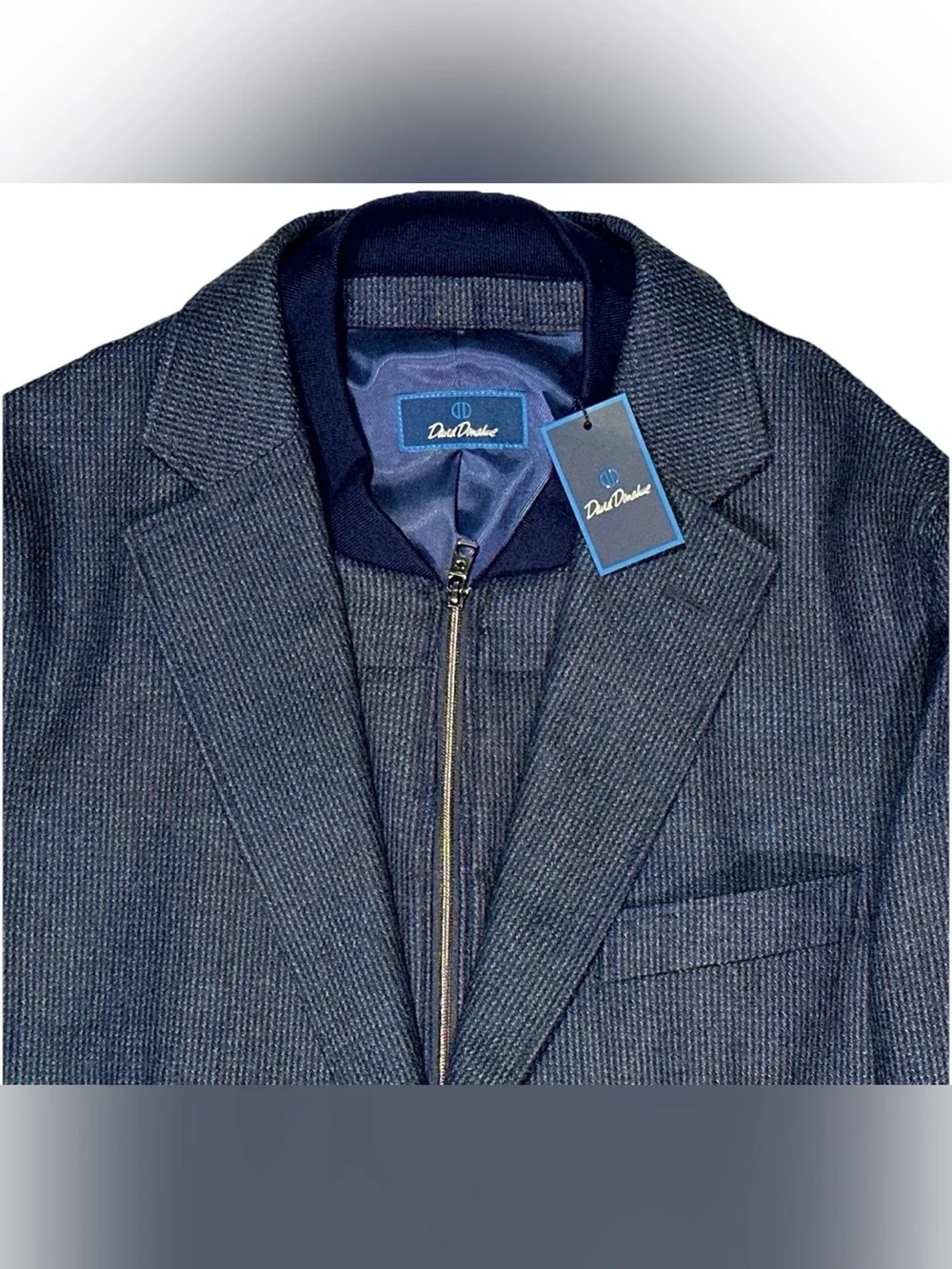$695 NEW DAVID DONAHUE 2 In 1 SPORTCOAT JACKET M 40R 40 R ZIP OUT MOCK VEST